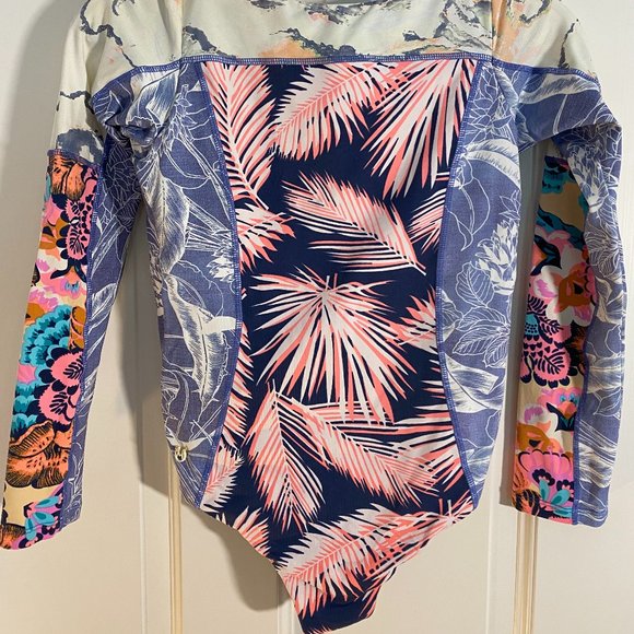 Tropical Print Rashguard Swimsuit